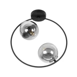 GloboStar® CITY 202-0040 Μοντέρνο Φωτιστικό Οροφής Μπάλα Δίφωτο 2 x E27 IP20 Μαύρο Μέταλλο με Διάφανο Γυαλί - Μ45 x Π15 x Υ55cm