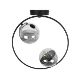 GloboStar® CITY 202-0040 Μοντέρνο Φωτιστικό Οροφής Μπάλα Δίφωτο 2 x E27 IP20 Μαύρο Μέταλλο με Διάφανο Γυαλί - Μ45 x Π15 x Υ55cm