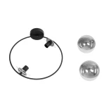 GloboStar® CITY 202-0040 Μοντέρνο Φωτιστικό Οροφής Μπάλα Δίφωτο 2 x E27 IP20 Μαύρο Μέταλλο με Διάφανο Γυαλί - Μ45 x Π15 x Υ55cm