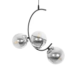 GloboStar® CITY 202-0041 Μοντέρνο Κρεμαστό Φωτιστικό Μπάλα Τρίφωτο 3 x E27 IP20 Μαύρο Μέταλλο με Διάφανο Γυαλί - Μ60 x Π35 x Υ50cm