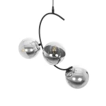 GloboStar® CITY 202-0041 Μοντέρνο Κρεμαστό Φωτιστικό Μπάλα Τρίφωτο 3 x E27 IP20 Μαύρο Μέταλλο με Διάφανο Γυαλί - Μ60 x Π35 x Υ50cm