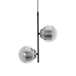GloboStar® CITY 202-0042 Μοντέρνο Κρεμαστό Φωτιστικό Μπάλα Δίφωτο 2 x E27 IP20 Μαύρο Μέταλλο με Διάφανο Γυαλί - Μ35 x Π16 x Υ42cm