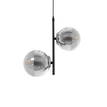 GloboStar® CITY 202-0042 Μοντέρνο Κρεμαστό Φωτιστικό Μπάλα Δίφωτο 2 x E27 IP20 Μαύρο Μέταλλο με Διάφανο Γυαλί - Μ35 x Π16 x Υ42cm