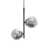 GloboStar® CITY 202-0042 Μοντέρνο Κρεμαστό Φωτιστικό Μπάλα Δίφωτο 2 x E27 IP20 Μαύρο Μέταλλο με Διάφανο Γυαλί - Μ35 x Π16 x Υ42cm