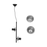 GloboStar® CITY 202-0042 Μοντέρνο Κρεμαστό Φωτιστικό Μπάλα Δίφωτο 2 x E27 IP20 Μαύρο Μέταλλο με Διάφανο Γυαλί - Μ35 x Π16 x Υ42cm
