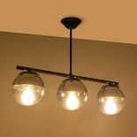 GloboStar® CITY 202-0043 Μοντέρνο Φωτιστικό Οροφής Μπάλα Τρίφωτο 3 x E27 IP20 Μαύρο Μέταλλο με Διάφανο Γυαλί - Μ55 x Π15 x Υ43cm