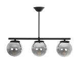 GloboStar® CITY 202-0043 Μοντέρνο Φωτιστικό Οροφής Μπάλα Τρίφωτο 3 x E27 IP20 Μαύρο Μέταλλο με Διάφανο Γυαλί - Μ55 x Π15 x Υ43cm