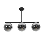 GloboStar® CITY 202-0043 Μοντέρνο Φωτιστικό Οροφής Μπάλα Τρίφωτο 3 x E27 IP20 Μαύρο Μέταλλο με Διάφανο Γυαλί - Μ55 x Π15 x Υ43cm
