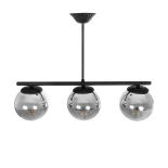 GloboStar® CITY 202-0043 Μοντέρνο Φωτιστικό Οροφής Μπάλα Τρίφωτο 3 x E27 IP20 Μαύρο Μέταλλο με Διάφανο Γυαλί - Μ55 x Π15 x Υ43cm