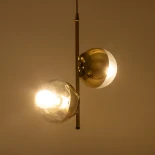 GloboStar® CITY 202-0044 Μοντέρνο Κρεμαστό Φωτιστικό Μπάλα Δίφωτο 2 x E27 IP20 Χρυσό Μέταλλο με Διάφανο Γυαλί - Μ35 x Π16 x Υ42cm