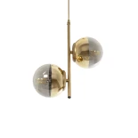 GloboStar® CITY 202-0044 Μοντέρνο Κρεμαστό Φωτιστικό Μπάλα Δίφωτο 2 x E27 IP20 Χρυσό Μέταλλο με Διάφανο Γυαλί - Μ35 x Π16 x Υ42cm