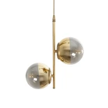 GloboStar® CITY 202-0044 Μοντέρνο Κρεμαστό Φωτιστικό Μπάλα Δίφωτο 2 x E27 IP20 Χρυσό Μέταλλο με Διάφανο Γυαλί - Μ35 x Π16 x Υ42cm
