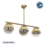 GloboStar® CITY 202-0045 Μοντέρνο Φωτιστικό Οροφής Μπάλα Τρίφωτο 3 x E27 IP20 Χρυσό Μέταλλο με Διάφανο Γυαλί - Μ55 x Π15 x Υ43cm