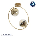 GloboStar® CITY 202-0046 Μοντέρνο Φωτιστικό Οροφής Μπάλα Δίφωτο 2 x E27 IP20 Χρυσό Μέταλλο με Διάφανο Γυαλί - Μ45 x Π15 x Υ55cm