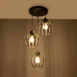 GloboStar® LUSE 202-0049 Μοντέρνο Κρεμαστό Φωτιστικό Πλέγμα Τρίφωτο 3 x E27 IP20 Μαύρο Μέταλλο - Μ40 x Π40 x Υ65cm