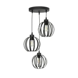 GloboStar® LUSE 202-0049 Μοντέρνο Κρεμαστό Φωτιστικό Πλέγμα Τρίφωτο 3 x E27 IP20 Μαύρο Μέταλλο - Μ40 x Π40 x Υ65cm