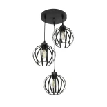GloboStar® LUSE 202-0049 Μοντέρνο Κρεμαστό Φωτιστικό Πλέγμα Τρίφωτο 3 x E27 IP20 Μαύρο Μέταλλο - Μ40 x Π40 x Υ65cm