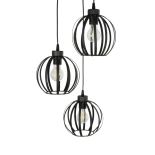 GloboStar® LUSE 202-0049 Μοντέρνο Κρεμαστό Φωτιστικό Πλέγμα Τρίφωτο 3 x E27 IP20 Μαύρο Μέταλλο - Μ40 x Π40 x Υ65cm