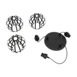 GloboStar® LUSE 202-0049 Μοντέρνο Κρεμαστό Φωτιστικό Πλέγμα Τρίφωτο 3 x E27 IP20 Μαύρο Μέταλλο - Μ40 x Π40 x Υ65cm