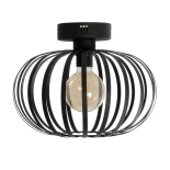 GloboStar® STAR 202-0051 Μοντέρνο Φωτιστικό Οροφής Πλέγμα Μονόφωτο 1 x E27 IP20 Μαύρο Μέταλλο - Μ40 x Π40 x Υ27cm