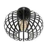 GloboStar® STAR 202-0051 Μοντέρνο Φωτιστικό Οροφής Πλέγμα Μονόφωτο 1 x E27 IP20 Μαύρο Μέταλλο - Μ40 x Π40 x Υ27cm