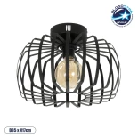 GloboStar® STAR 202-0054 Μοντέρνο Φωτιστικό Οροφής Πλέγμα Μονόφωτο 1 x E27 IP20 Μαύρο Μέταλλο - Μ40 x Π40 x Υ27cm