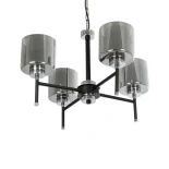 GloboStar® SHORD 202-0056 Μοντέρνο Κρεμαστό Φωτιστικό Ανάρτηση Πολύφωτο 4 x E27 IP20 Μαύρο Μέταλλο με Μελί Γυαλί - Μ57 x Π57 x Υ37cm