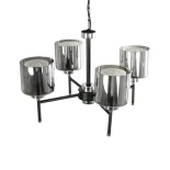 GloboStar® SHORD 202-0056 Μοντέρνο Κρεμαστό Φωτιστικό Ανάρτηση Πολύφωτο 4 x E27 IP20 Μαύρο Μέταλλο με Μελί Γυαλί - Μ57 x Π57 x Υ37cm
