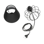 GloboStar® SHAPE 202-0057 Μοντέρνο Eπιτραπέζιο Φωτιστικό Πορτατίφ Μονόφωτο 1 x E27 IP20 Μαύρο Μέταλλο με Μαύρο Ύφασμα - Μ16 x Π16 x Υ30cm