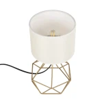 GloboStar® SHAPE 202-0058 Μοντέρνο Eπιτραπέζιο Φωτιστικό Πορτατίφ Μονόφωτο 1 x E27 IP20 Χρυσό Μέταλλο με Λευκό Ύφασμα - Μ16 x Π16 x Υ30cm