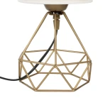 GloboStar® SHAPE 202-0058 Μοντέρνο Eπιτραπέζιο Φωτιστικό Πορτατίφ Μονόφωτο 1 x E27 IP20 Χρυσό Μέταλλο με Λευκό Ύφασμα - Μ16 x Π16 x Υ30cm