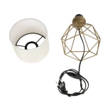 GloboStar® SHAPE 202-0058 Μοντέρνο Eπιτραπέζιο Φωτιστικό Πορτατίφ Μονόφωτο 1 x E27 IP20 Χρυσό Μέταλλο με Λευκό Ύφασμα - Μ16 x Π16 x Υ30cm