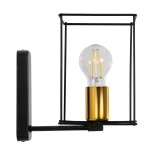 GloboStar® CYRA 203-0012 Μοντέρνο Επιτοίχιο Φωτιστικό Απλίκα Μονόφωτο 1 x E27 IP20 Μαύρο & Χρυσό Μέταλλο - Μ21 x Π21 x Υ19cm