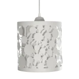 GloboStar® PETAL 203-0065 Μοντέρνο Κρεμαστό Φωτιστικό Καπέλο Μονόφωτο 1 x E27 IP20 Λευκό Πλαστικό - Μ23 x Π23 x Υ30cm