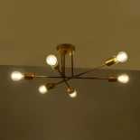 GloboStar® SPIDI 203-0114 Μοντέρνο Φωτιστικό Οροφής Πλέγμα Πολύφωτο 6 x E27 IP20 Ροζ Χρυσό Μέταλλο - Μ61 x Π61 x Υ37cm