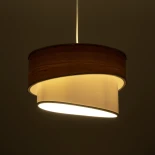 GloboStar® SONIA 203-0119 Μοντέρνο Κρεμαστό Φωτιστικό Καπέλο Μονόφωτο 1 x E27 IP20 Καφέ & Μπεζ Ύφασμα με Χρυσή Λεπτομέρεια - Μ30 x Π30 x Υ24 cm