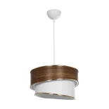 GloboStar® SONIA 203-0119 Μοντέρνο Κρεμαστό Φωτιστικό Καπέλο Μονόφωτο 1 x E27 IP20 Καφέ & Μπεζ Ύφασμα με Χρυσή Λεπτομέρεια - Μ30 x Π30 x Υ24 cm