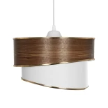 GloboStar® SONIA 203-0119 Μοντέρνο Κρεμαστό Φωτιστικό Καπέλο Μονόφωτο 1 x E27 IP20 Καφέ & Μπεζ Ύφασμα με Χρυσή Λεπτομέρεια - Μ30 x Π30 x Υ24 cm