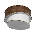 GloboStar® SONIA 203-0119 Μοντέρνο Κρεμαστό Φωτιστικό Καπέλο Μονόφωτο 1 x E27 IP20 Καφέ & Μπεζ Ύφασμα με Χρυσή Λεπτομέρεια - Μ30 x Π30 x Υ24 cm