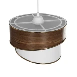 GloboStar® SONIA 203-0119 Μοντέρνο Κρεμαστό Φωτιστικό Καπέλο Μονόφωτο 1 x E27 IP20 Καφέ & Μπεζ Ύφασμα με Χρυσή Λεπτομέρεια - Μ30 x Π30 x Υ24 cm