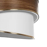 GloboStar® SONIA 203-0119 Μοντέρνο Κρεμαστό Φωτιστικό Καπέλο Μονόφωτο 1 x E27 IP20 Καφέ & Μπεζ Ύφασμα με Χρυσή Λεπτομέρεια - Μ30 x Π30 x Υ24 cm