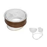 GloboStar® SONIA 203-0119 Μοντέρνο Κρεμαστό Φωτιστικό Καπέλο Μονόφωτο 1 x E27 IP20 Καφέ & Μπεζ Ύφασμα με Χρυσή Λεπτομέρεια - Μ30 x Π30 x Υ24 cm