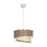 GloboStar® SONIA 203-0121 Μοντέρνο Κρεμαστό Φωτιστικό Καπέλο Μονόφωτο 1 x E27 IP20 Σκούρο Μπεζ & Μπεζ Ύφασμα με Χρυσή Λεπτομέρεια - Μ30 x Π30 x Υ24cm
