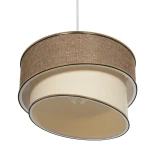 GloboStar® SONIA 203-0121 Μοντέρνο Κρεμαστό Φωτιστικό Καπέλο Μονόφωτο 1 x E27 IP20 Σκούρο Μπεζ & Μπεζ Ύφασμα με Χρυσή Λεπτομέρεια - Μ30 x Π30 x Υ24cm