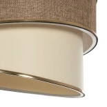 GloboStar® SONIA 203-0121 Μοντέρνο Κρεμαστό Φωτιστικό Καπέλο Μονόφωτο 1 x E27 IP20 Σκούρο Μπεζ & Μπεζ Ύφασμα με Χρυσή Λεπτομέρεια - Μ30 x Π30 x Υ24cm