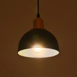 GloboStar® ΗUT 203-0145 Μοντέρνο Κρεμαστό Φωτιστικό Καμπάνα Μονόφωτο 1 x E27 IP20 Μάυρο με Χρυσό Πλαστικό - Μ18 x Π18 x Υ18cm