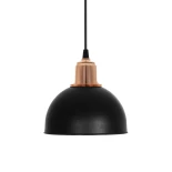 GloboStar® ΗUT 203-0145 Μοντέρνο Κρεμαστό Φωτιστικό Καμπάνα Μονόφωτο 1 x E27 IP20 Μάυρο με Χρυσό Πλαστικό - Μ18 x Π18 x Υ18cm