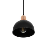 GloboStar® ΗUT 203-0145 Μοντέρνο Κρεμαστό Φωτιστικό Καμπάνα Μονόφωτο 1 x E27 IP20 Μάυρο με Χρυσό Πλαστικό - Μ18 x Π18 x Υ18cm