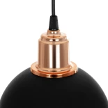 GloboStar® ΗUT 203-0145 Μοντέρνο Κρεμαστό Φωτιστικό Καμπάνα Μονόφωτο 1 x E27 IP20 Μάυρο με Χρυσό Πλαστικό - Μ18 x Π18 x Υ18cm