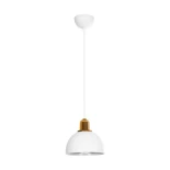 GloboStar® ΗUT 203-0147 Μοντέρνο Κρεμαστό Φωτιστικό Καμπάνα Μονόφωτο 1 x E27 IP20 Λευκό με Χρυσό Πλαστικό - Μ18 x Π18 x Υ18cm